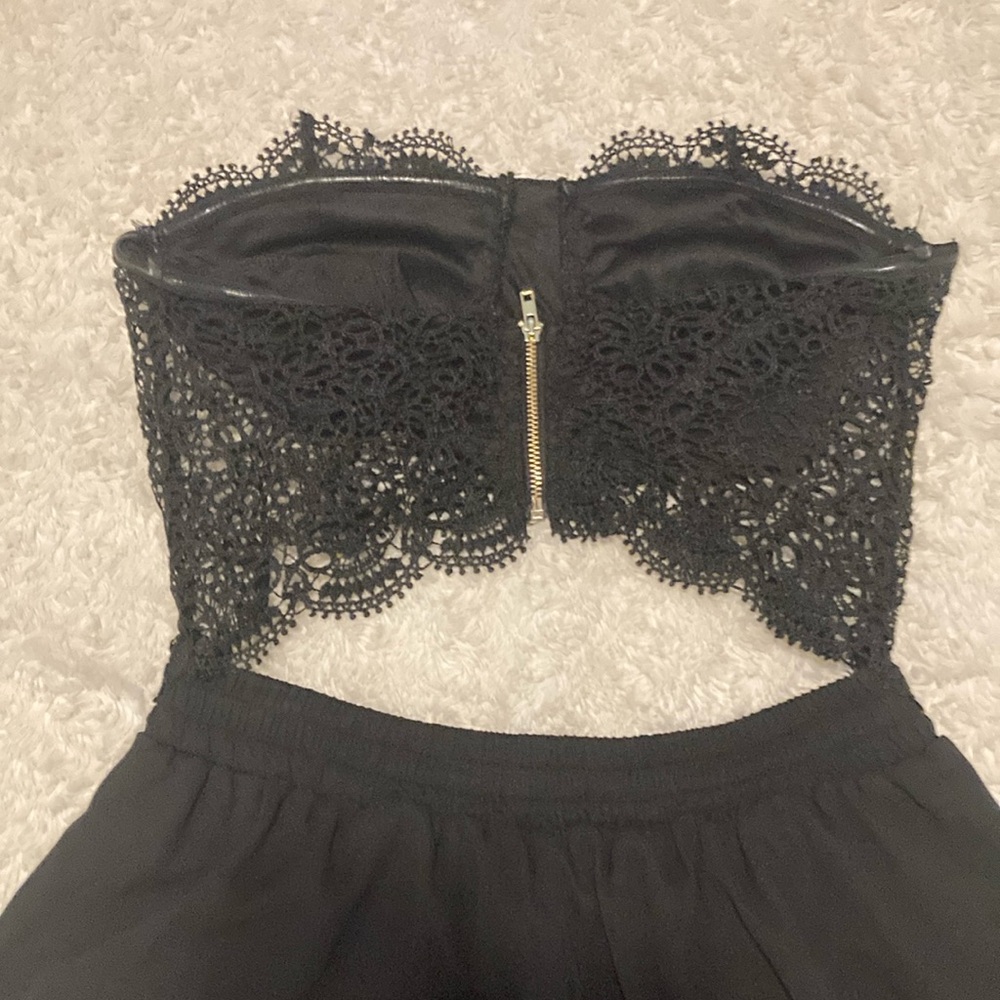 Black Lace Strapless Jumpsuit - Picture 4 of 5